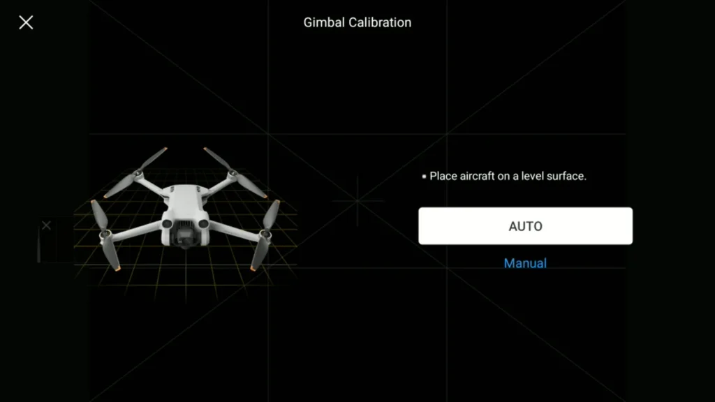 Calibrare gimbal DJI în aplicația DJI Fly