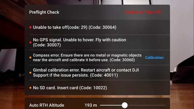 Mesaje de eroare DJI IMU în aplicația DJI Fly
