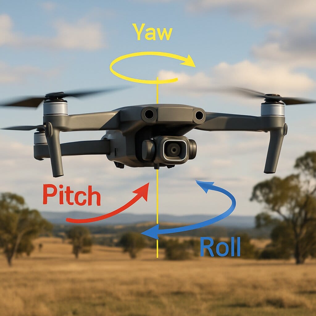 Explicație yaw, pitch și roll la o dronă DJI