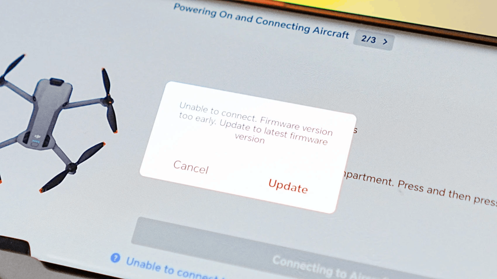 Actualizare firmware drona DJI pentru eroare conectare